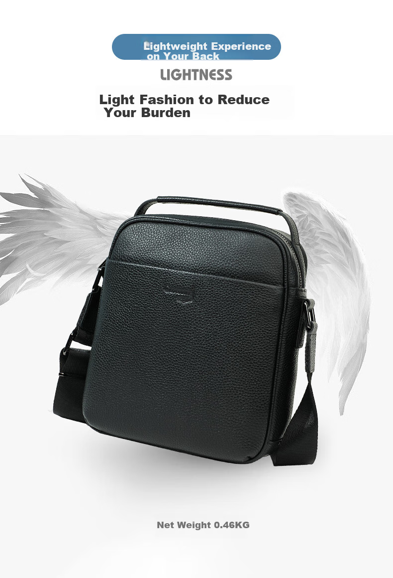 CROCODILE Top-Grain Leather Men's Casual Shoulder Bag, Fashionable Versatile Youth Crossbody Bag T1167 Gift for Boyfriend 4