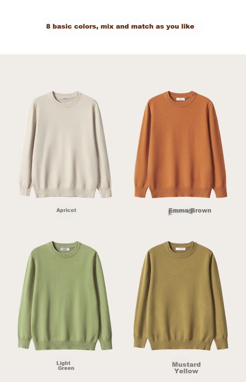 Wendao [Zhen De Rong] Men's Base Layer, Autumn Simple Warm Comfortable Wool-Blend Knit Sweater W8666 5