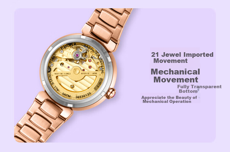 EBOHR Women's Watch, Butterfly Love Flower Crown Skeleton Ladies Mechanical Watch, Birthday Mid-Autumn Festival Gift, 36530120, for Girlfriend 13