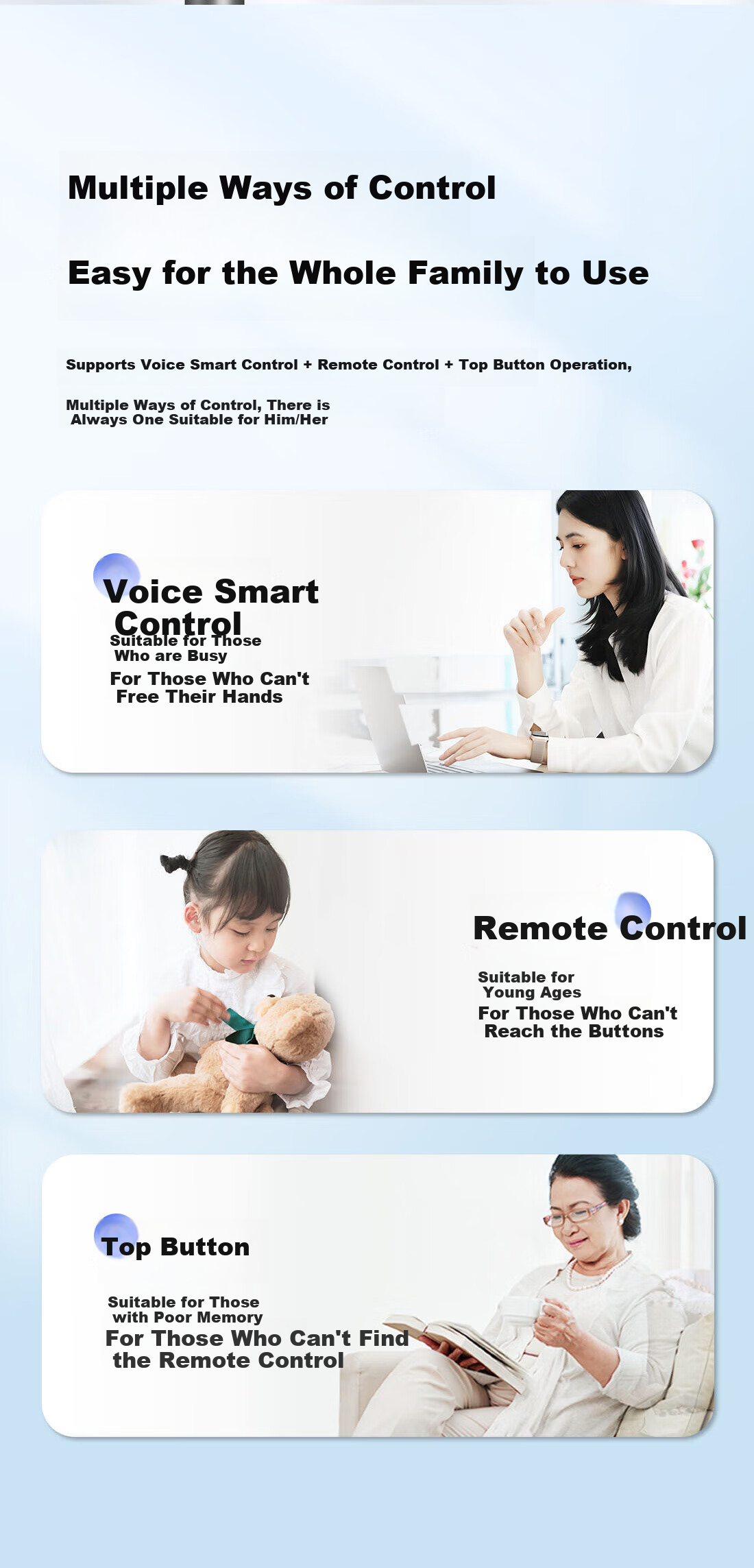 GREE Electric Fan for Home Air Circulation, DC Inverter, Floor-Standing And Table Fan for Office, Living Room, Bedroom, Air Conditioner Companion FXDZ-2062Bvg3 with Antibacterial Filter + Voice Control 9