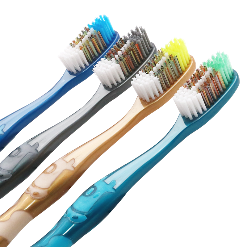 Jianruyun Medium Bristle Toothbrush, Medium Firm Bristles, Adult Size, Family Pack of 8, Unisex Curved Design, Random Colors
