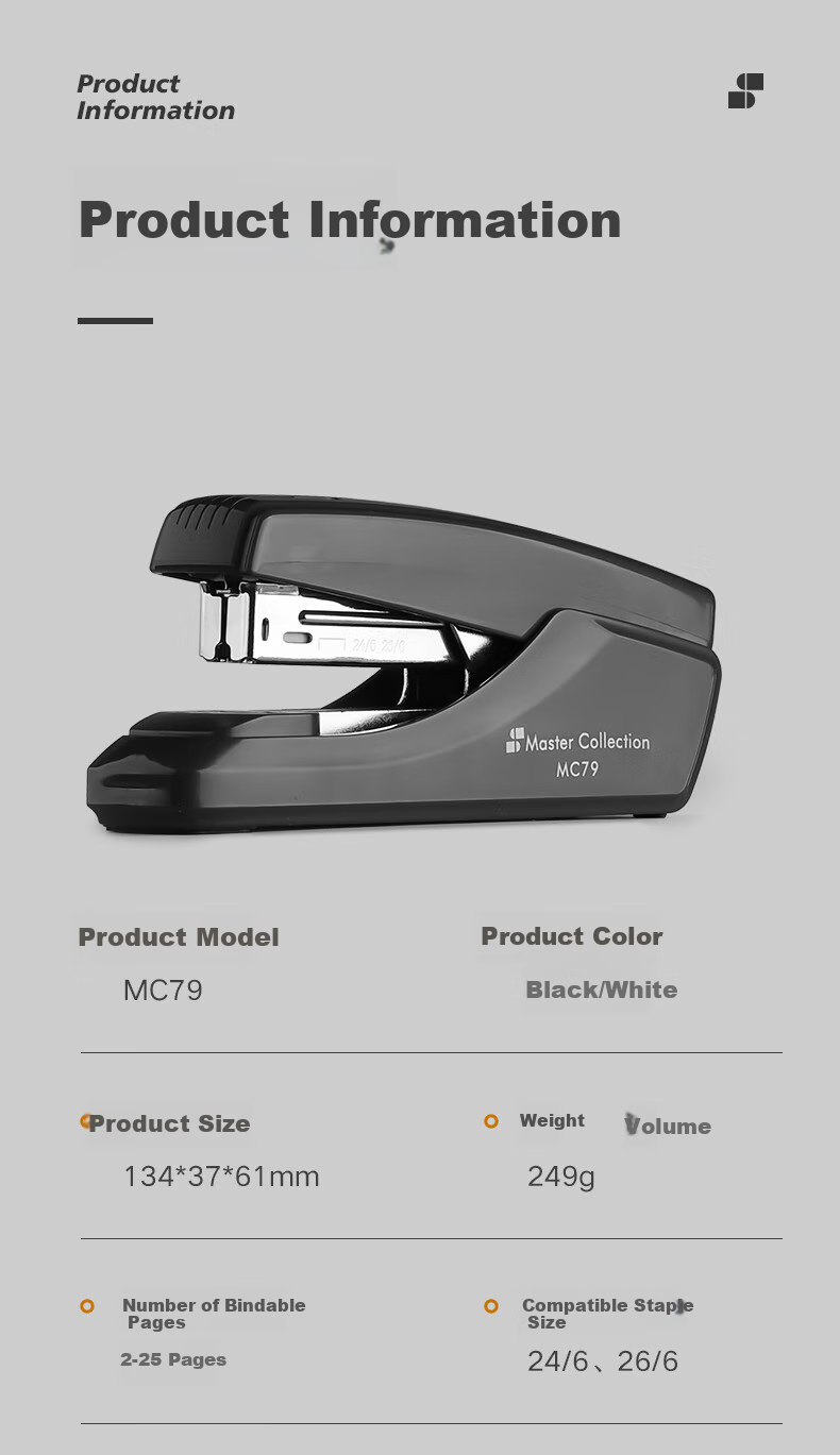 SUNWOOD Mingjiang Series, 25-Page Low-Effort Stapler, Corner-Cut Staples, MC79, Black 2