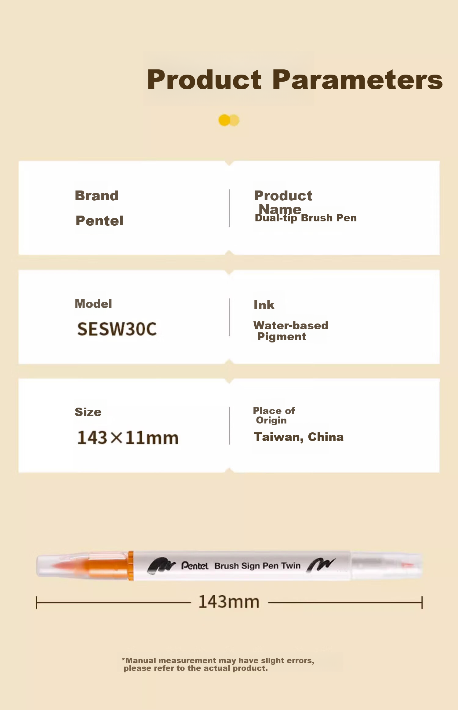 Pentel Dual-Tip Soft Drawing Pen, Student Marker, Calligraphy Pen, Sketching Pen, Handwriting Practice Pen, Art Supplies for Manga And Watercolor, SESW30C-T127E Brown Watercolor Pe 14