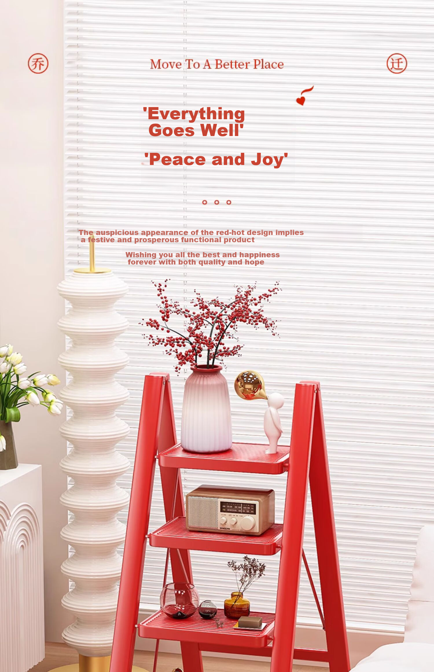 SHULIANG Ladder, Foldable Thickened A-Frame Ladder, Indoor Small Ladder Stool, Housewarming Step-By Ladder, Home Use Ladder 3