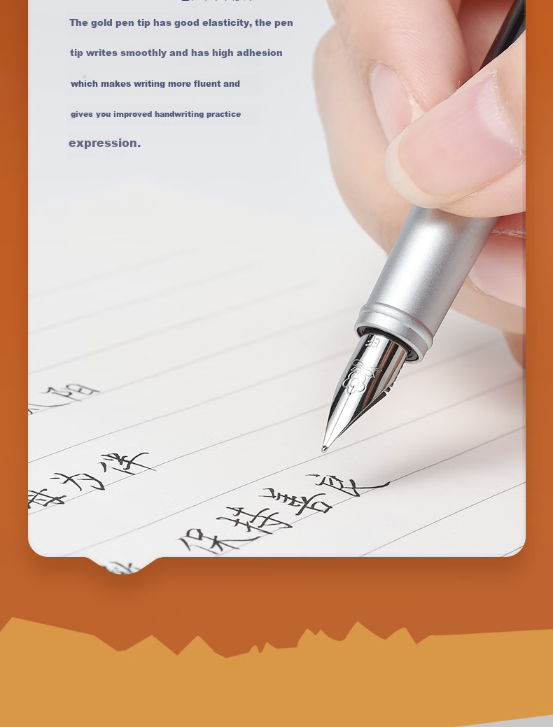 MONTAGUT [Best-Selling Product] Children's Handwriting Practice Fountain Pen, Elementary School Back-To Gift, Ink Gift Box, Dual-Use with Replaceable Ink Cartridges, Mao Daxia Series, Black, 0.5mm 10
