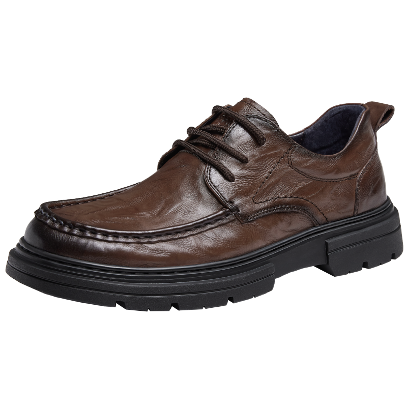 CAMEL Comfortable Commute Soft-Soled Textured Cowhide Classic Men's Business Casual Leather Shoes, G15A155051, Brown, Size 42