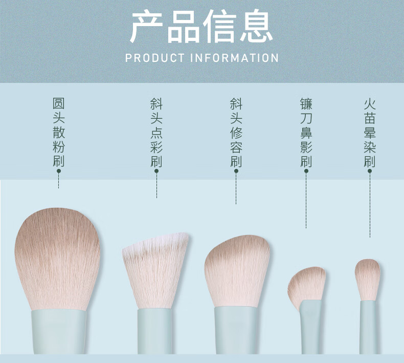 MSQ 11-Piece Cloud Blue Makeup Brush Set with Powder Brush, Blush Brush, Eyeshadow Brush, Concealer Brush, Contour Brush, Nose Shadow Brush, Includes Brush Bag 1