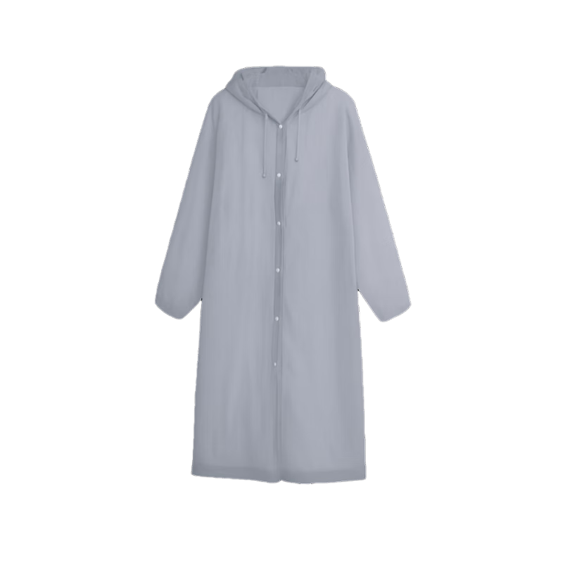 Baicaoyuan Disposable Adult Raincoat Thickened Outdoor Portable EVA Long Gray Rain Poncho for Hiking and Trekking