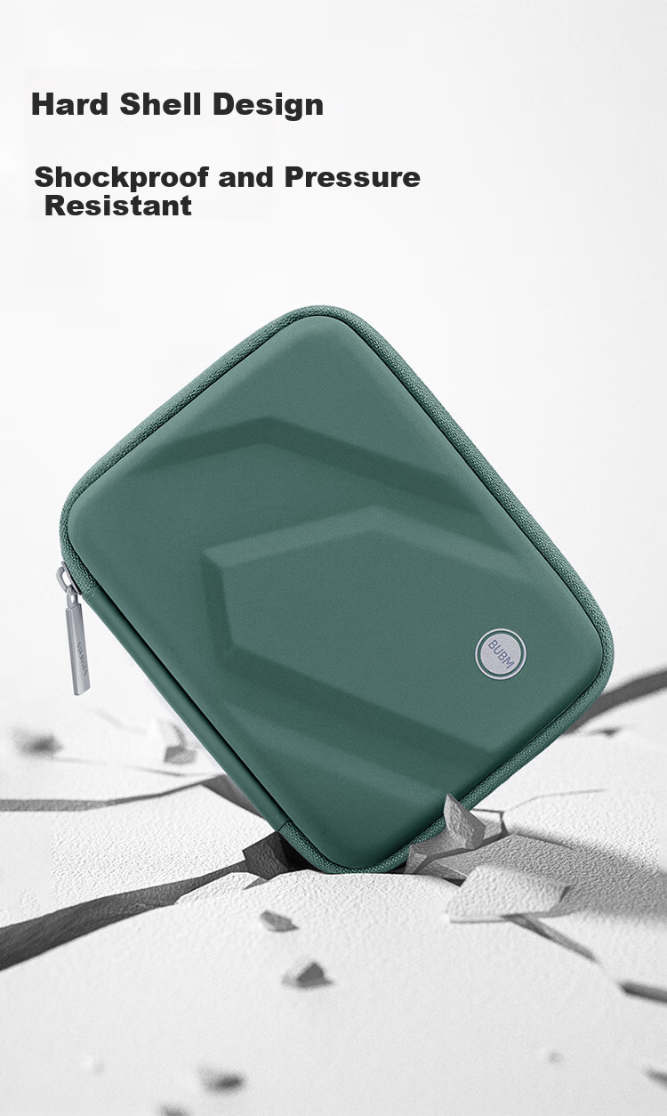 BUBM 2.5-Inch Portable Hard Drive Case, Multifunctional Cable Storage Box, USB Flash Drive And Phone Case, Power Bank And Earphone Protective Sleeve, Digital Accessory Storage Bag, Gree 6
