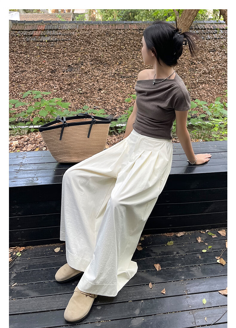 LangSha High-Waisted Casual Skirt Pants, Summer Lightweight Straight-Leg Draping Slimming Wide-Leg Pants, Flowing A-Line Skirt Casual Trousers for Wome 15