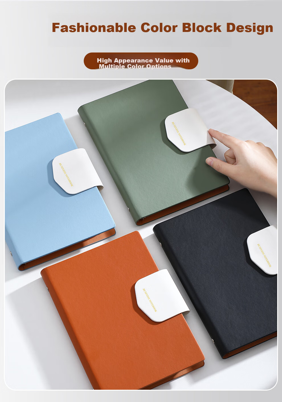 Longe Loose-Leaf Notebook, A5 Size, High-Quality Stationery, Detachable Pages, Journal, Diary, Office Meeting Record Book, Customizable 2