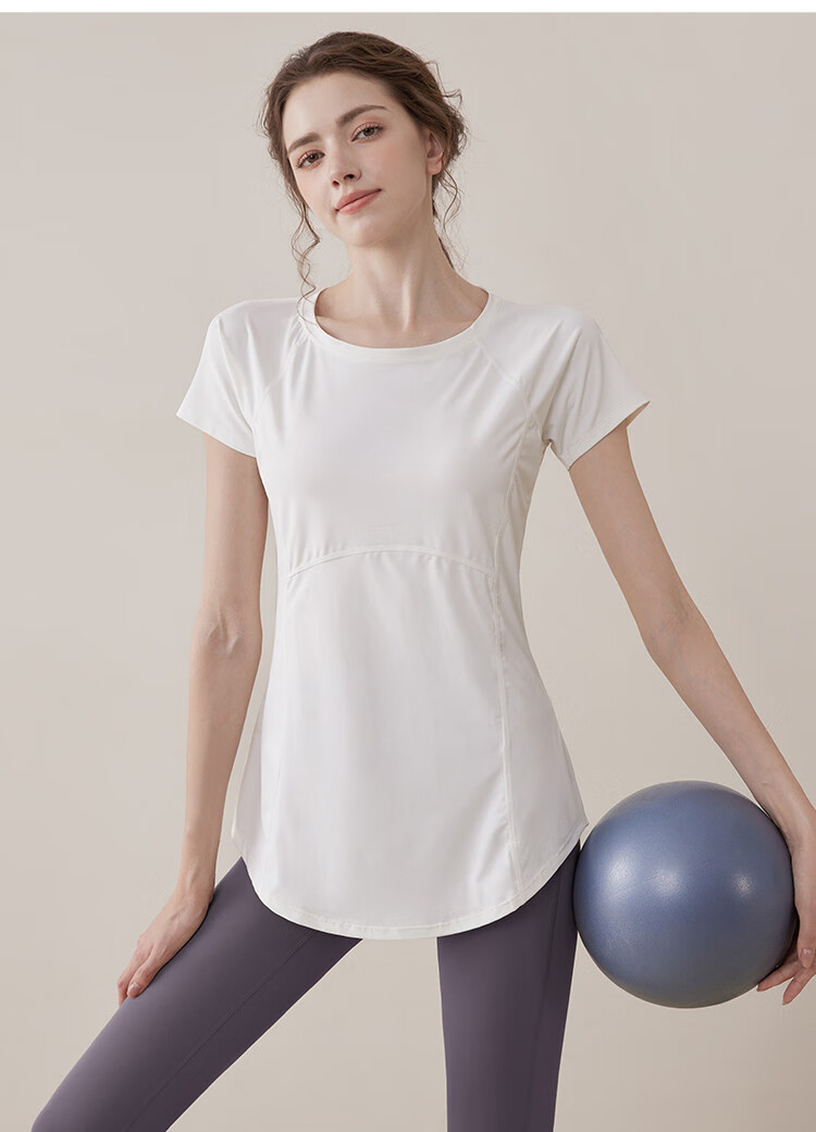 Youyou Yoga Wear Summer Women's High-End Slimming Gym Sports Short Sleeve Pilates J34007DY White S 11