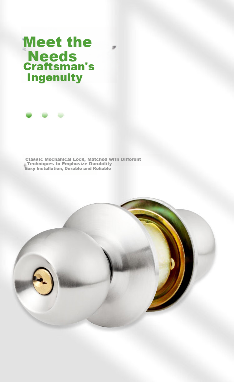 Aoben Spherical Lock Stainless Steel Ball Lock Bedroom Door Lock Office Wooden Door Lock Brass Core Double Latch 587 Universal Model 1