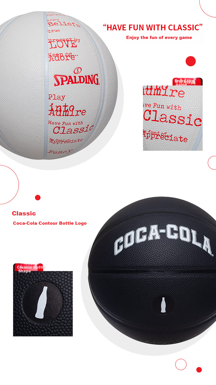 SPALDING Coca-Cola Co-Branded Indoor/outdoor Size 7 Adult Basketball 78-063Y 2