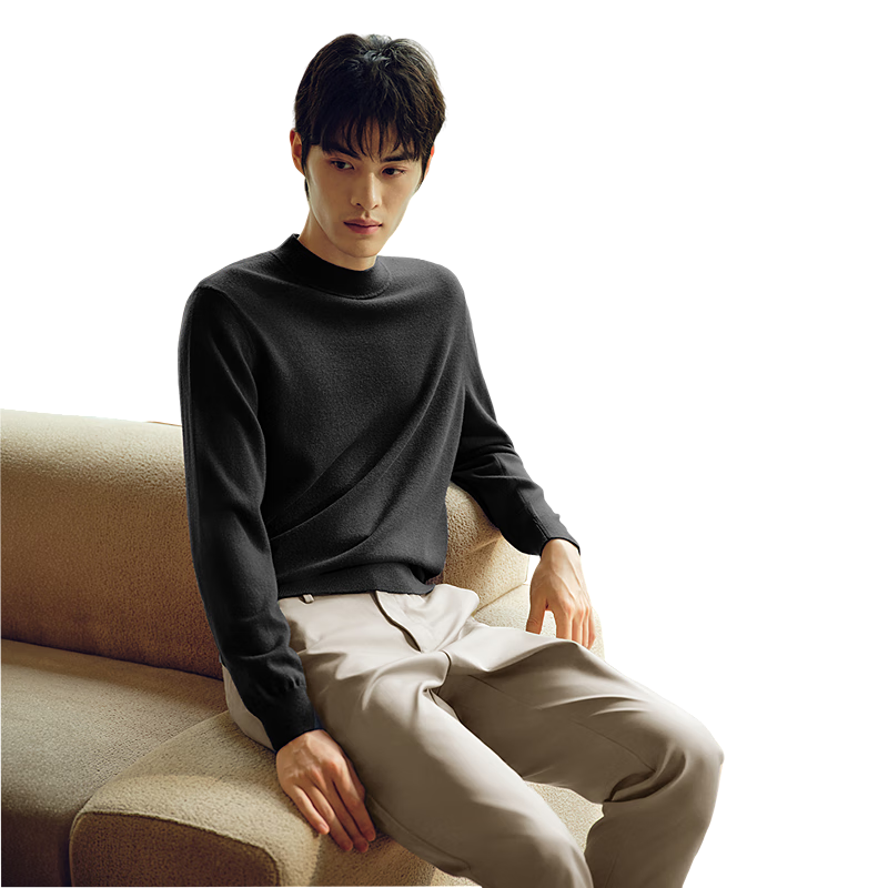 Hodo 100% Wool Men's Sweater Autumn New Heavy Thick Pure Wool Machine Washable