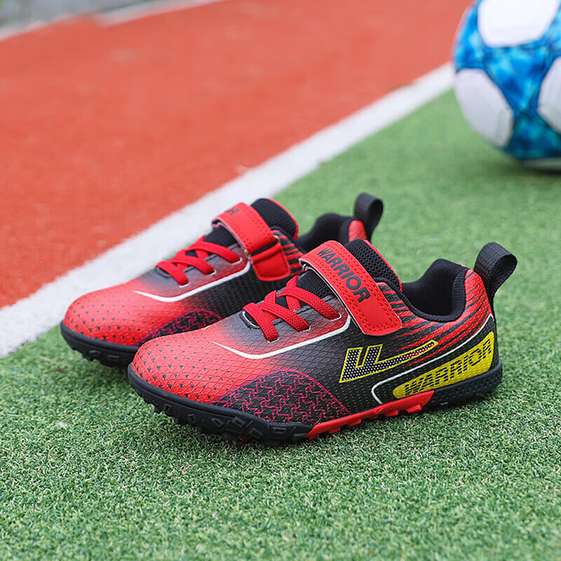 Warrior Children's Soccer Training Shoes for Boys And Girls, Elementary And Middle School Students' Specialized Molded Cleats WZ-B578T Black Red Yellow Size 38