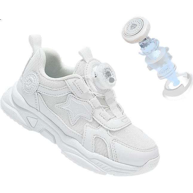 Детские кроссовки TARANIS Spring Children's Sports Shoes, унисекс, для мальчиков и девочек, с вращающейся застежкой, белые, сетчатые, амортизирующие, размер 29