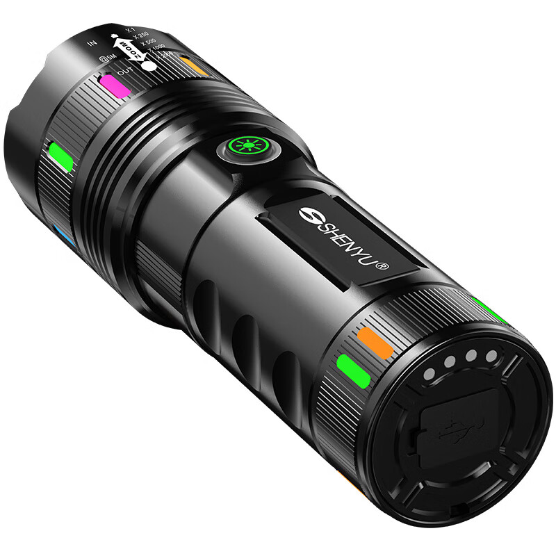 SHENYU Flashlight High Brightness Rechargeable Long Battery Life Outdoor Waterproof Military Patrol Beachcombing Mountaineering Home Work Special 200000 Lumens