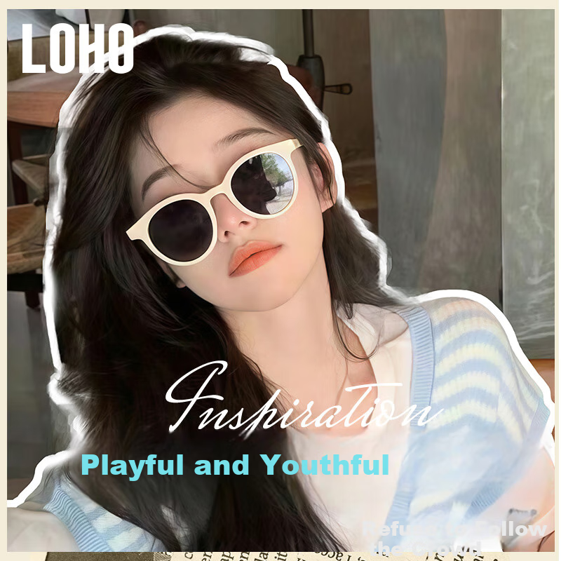 LOHO 2026 New Polarized Sunglasses for Women, Round Frame Driving Sunglasses, UV Protection Eyewear, Trendy Face-Slimming Hiking Glasses