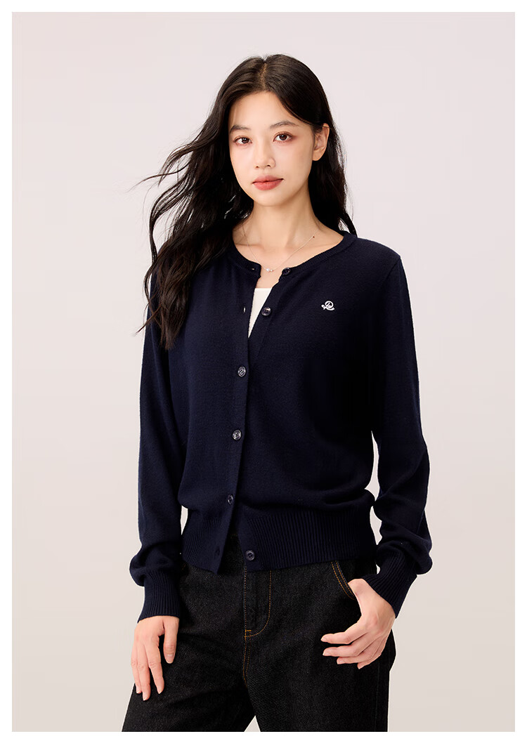 RA&RN / Aiqi Ruyu Autumn New Slimming Solid Color Wool Knit Cardigan Jacket for Women, Elegant 8