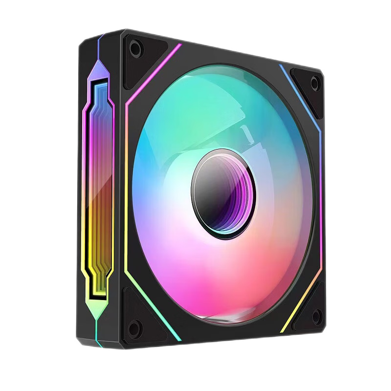 JPLAYER Ziyi Co-Branded Prism 4th Generation Pro Case Fan, 12cm Black Anti-Leaf ARGB Synchronized Noise Reduction Fan, 8-Piece Anti-Vibration Foot Pads, JPS-242