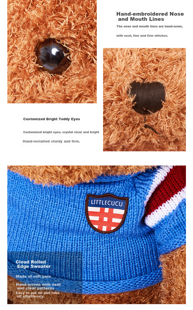 HAI HUI HOME Blue British Style Teddy Bear Plush Hugging Bear Doll Toy for Holidays, Birthdays, Valentine's Day Gift 50cm 12
