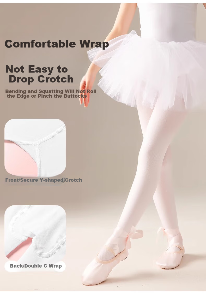 Bingxuemumian Children's Dance Tights, Thin Spring And Summer Style, Non-Slip Pantyhose, White Stockings, Anti-Snagging, for Girls' Dancing Socks 9
