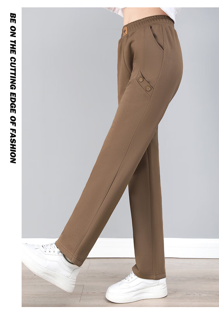 Woodpecker Women's Versatile Straight Loose Slimming Long Pants Spring Autumn New High Waist Sports Casual Pants Black 2XL 14
