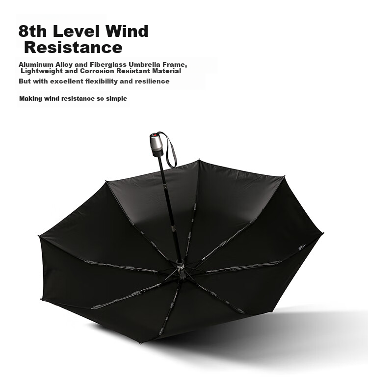 Knirps Fully Automatic Umbrella, Three-Fold Black Gel Sun Protection Parasol, Suitable for Men And Women, Universal, Black 4