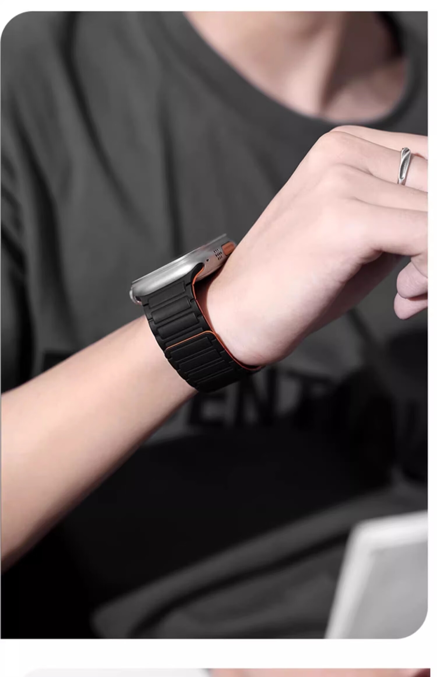 Biaodai Ge Apple Watch Band Compatible with Apple Watch S11 Silicone Magnetic iWatch S10/9 Strap Ultra 3/2 Breathable Loop Magnetic Starlight 4