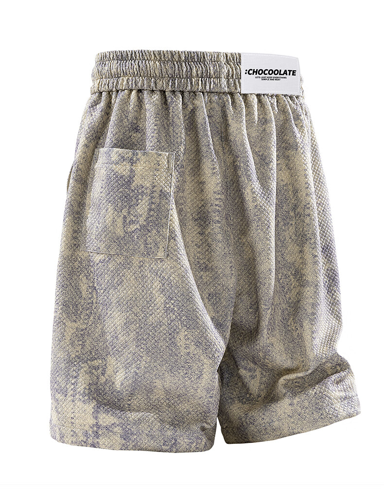 :CHOCOOLATE Tie-Dye Shorts for Men, Summer Lightweight American-Style Loose Casual Large Size Knee-Length Sports Pants, Deep Space Gray, 6XL 3
