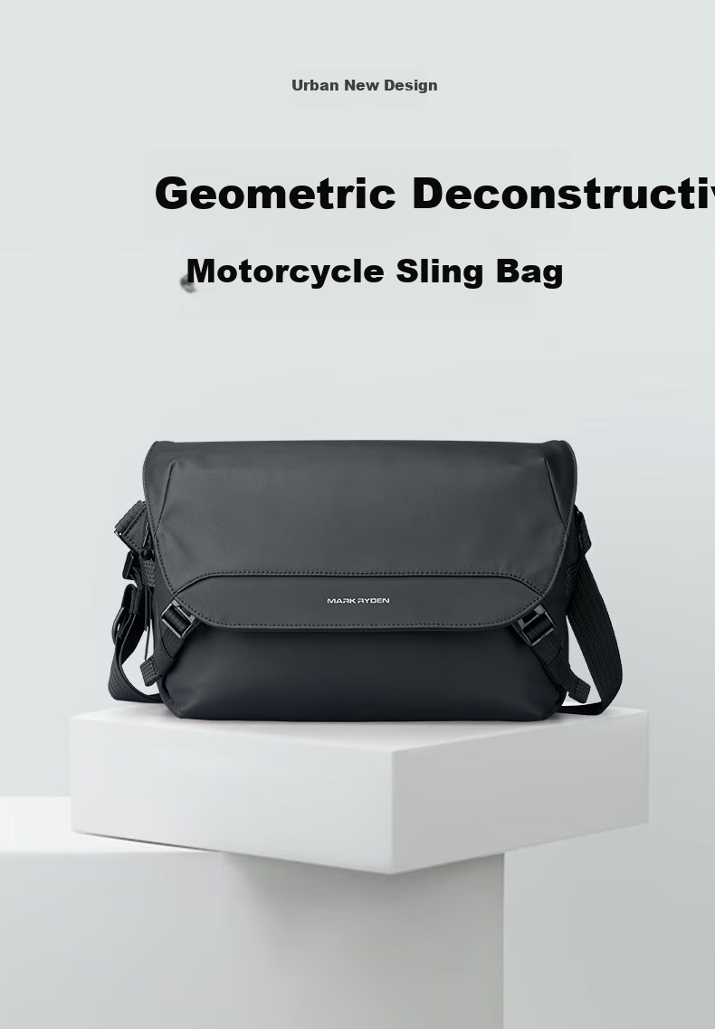 MARK RYDEN Crossbody Bag for Men, Large Capacity Portable Commuter Shoulder Bag, Casual Lightweight Messenger Bag for Outings, Elegant Black 4