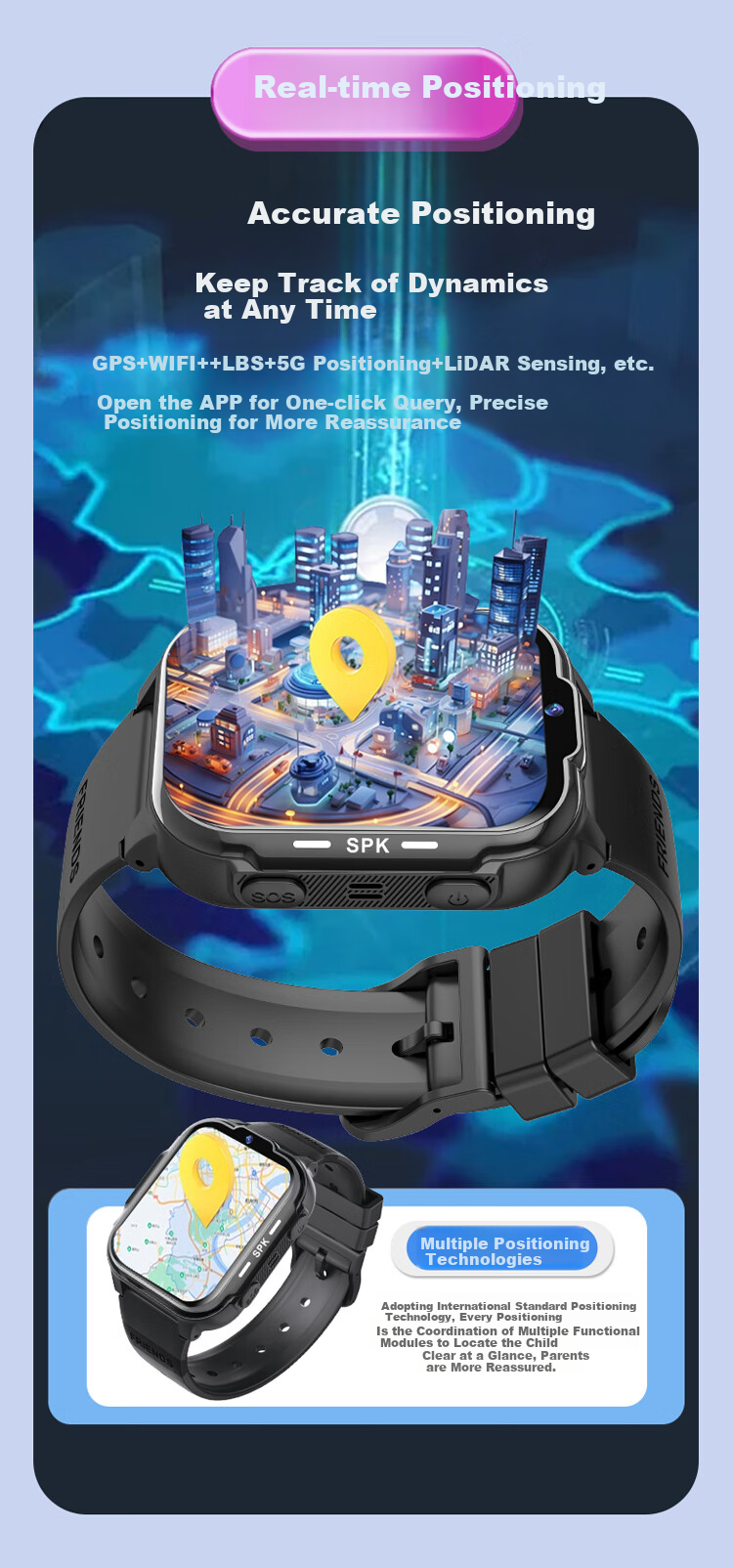 PALMHANG Smart Children's Phone Watch, 5G Full Network Compatible, Sports Video Watch, Suitable for Primary And Middle School Students, Can Insert SIM Card, GPS Precise Positioning, WeChat Multifunctional Youth Smart Watch 7