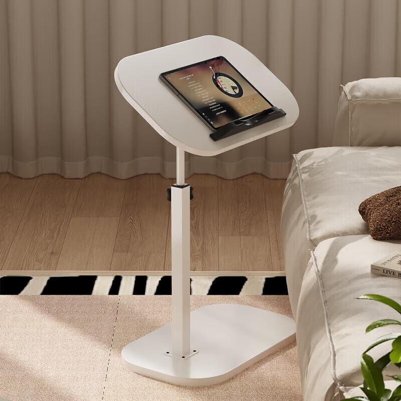 XIAOJIANGCAI Movable Flip-Lift Computer Desk, Bedroom Study Bedside Table, Living Room Sofa Side Table, Small White Desk