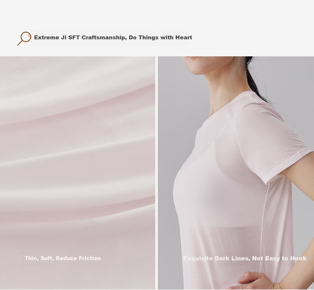 Gigt Quick-Dry Sports Short Sleeve for Women, Summer Tencel Breathable Round Neck Fitness Wear Yoga Top, Light Mist Pink, S 34