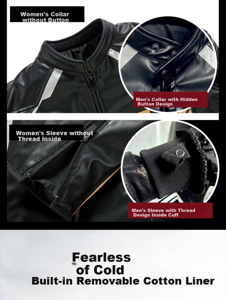DUHAN D-2168 Motorcycle Riding Jacket, Long-Sleeve Racing Suit, Off-Road Motorbike Leather Jacket, Autumn And Winter Black Gold Men's Style M 5