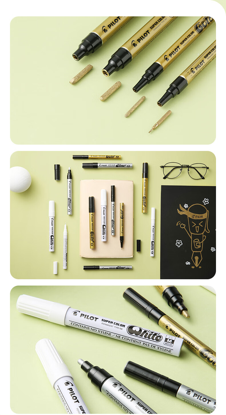PILOT Marker Pen, Art-Specific, for Elementary School Students, Paint Pen, Marker Pen, Line Drawing Pen, Edge Highlighting Pen, Stationery And Office Supplies, SC-S Small Size in Silver 6