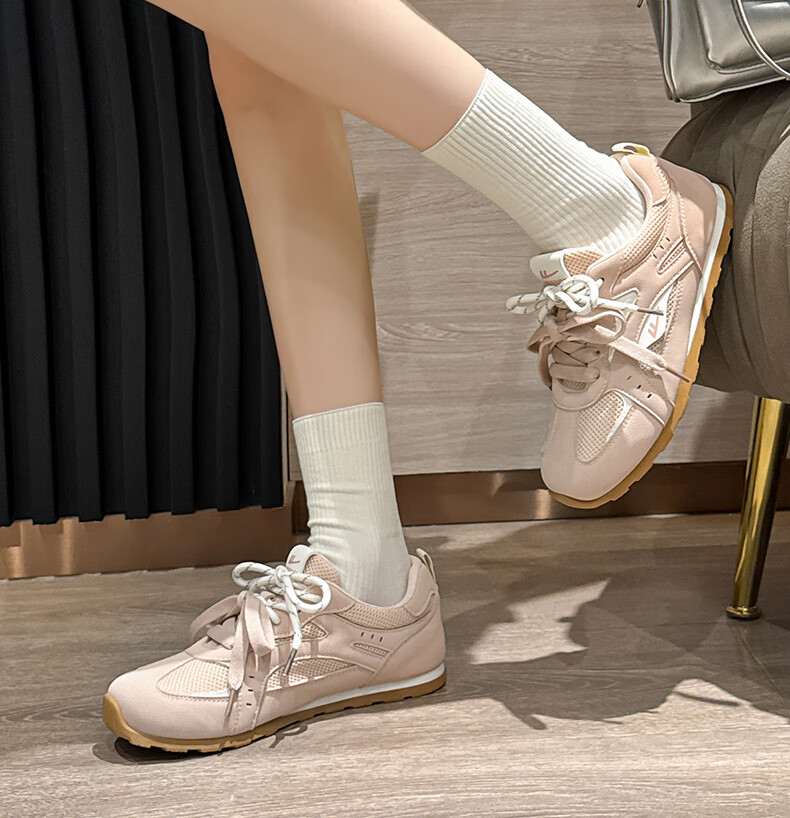 Warrior Official Women's Shoes 2026 Summer New Soft Sole Lightweight Sports Sneakers for Women Pink Beige Size 38 10