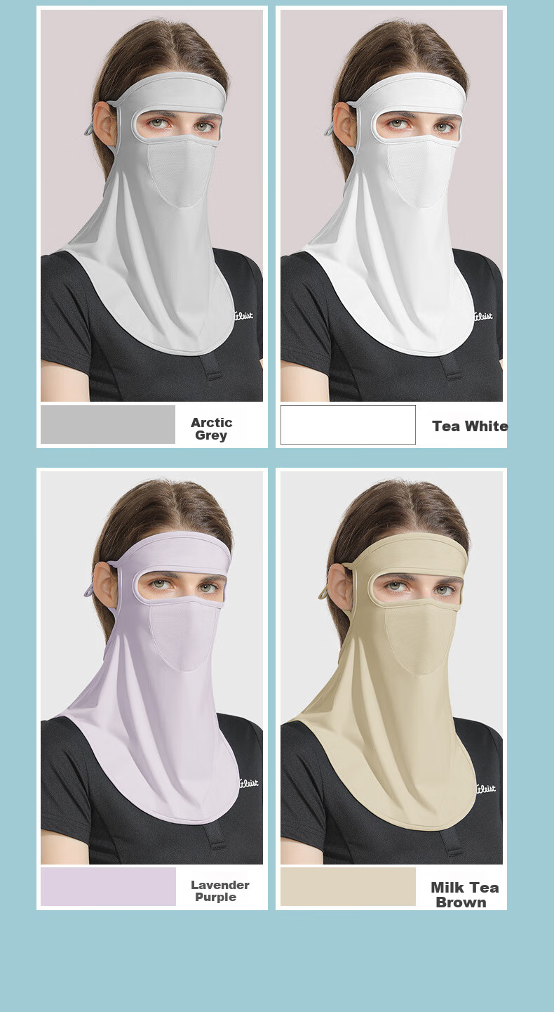 GLO-STORY Sun Protection Face Mask for Women, Full Face Sun Protection Mask for Outdoor Cycling And Golf, Ice Silk Thin Face Covering Face Mask WKZ214013 Arctic Gray 13