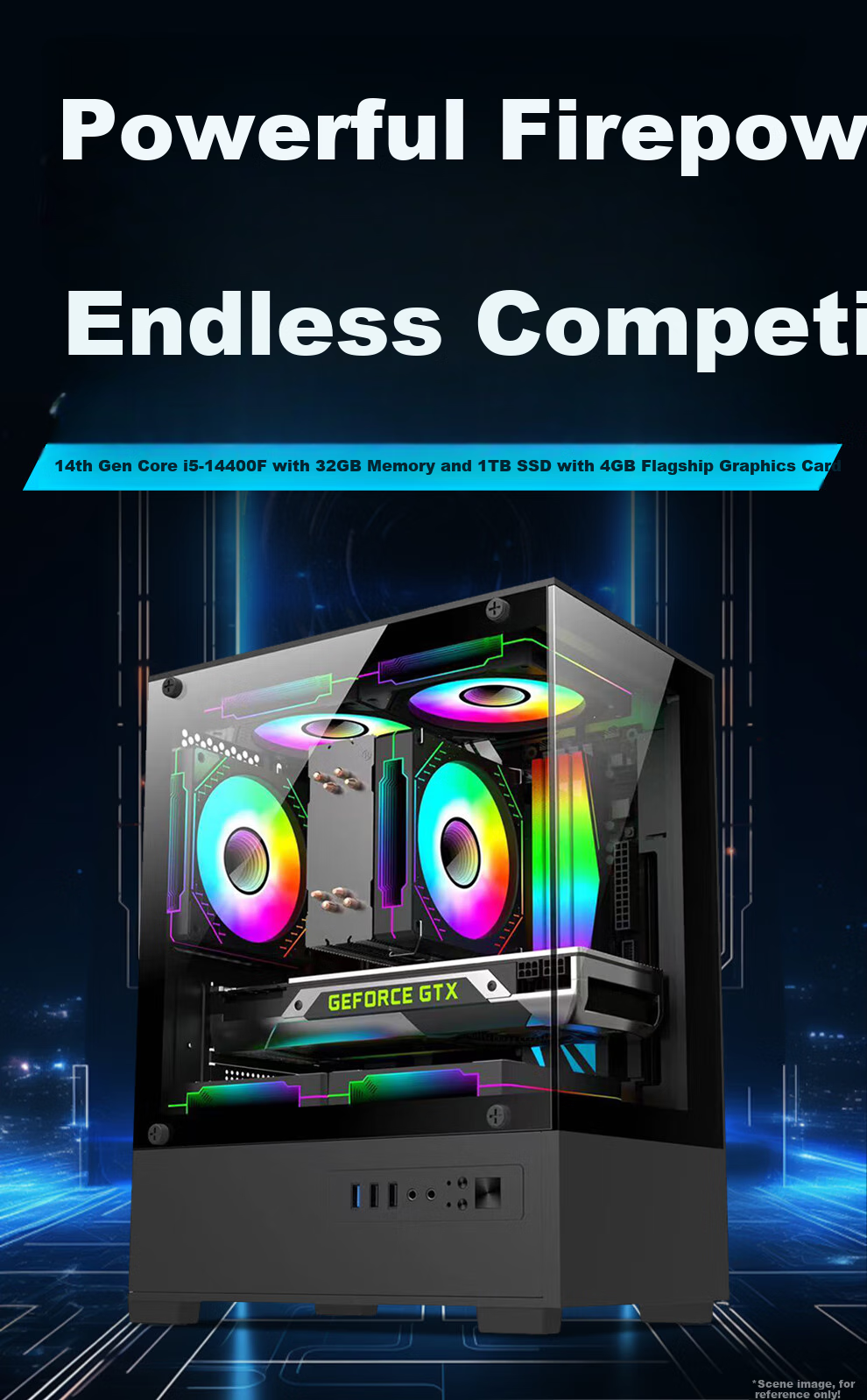 5-Colors Fish, 14th Gen Intel Core I5-14450HX, 16GB RAM, 512GB SSD, 4GB Dedicated Graphics Card, Office And Home Use Gaming Desktop Computer, Complete Set with All Components 1