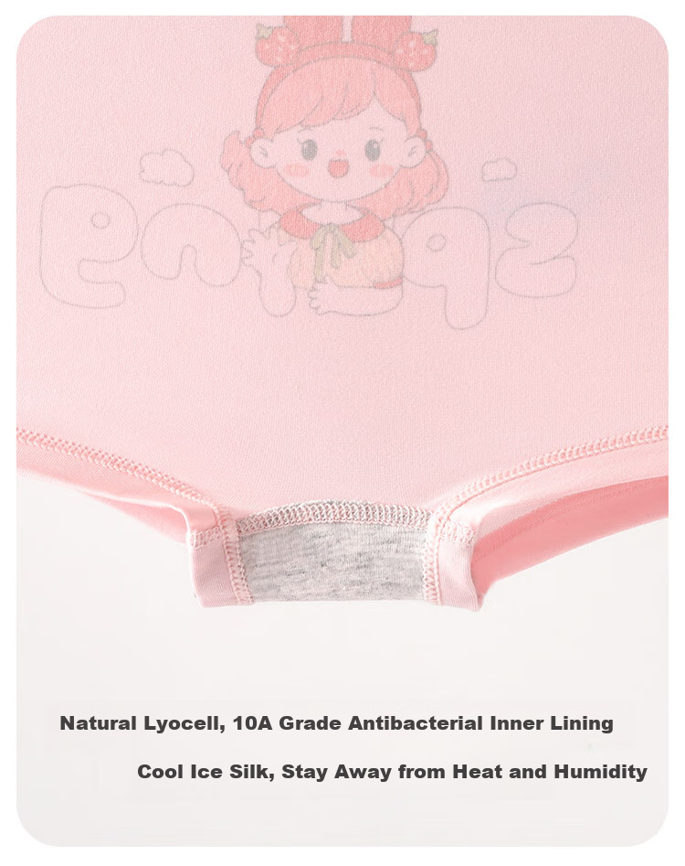 Bingxuemumian Girls' Underwear, Ice Silk Thin Summer Boxer Briefs, Pure Cotton 10A Antibacterial, for Older Children, Class A Square Shorts 6