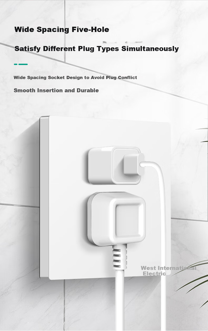 FDD Socket Panel, 86-Type Wall Power Switch, Concealed Recessed Five-Hole Socket, Frameless Large Panel, White, USB+Type-C Five-Hole [20W] White 10
