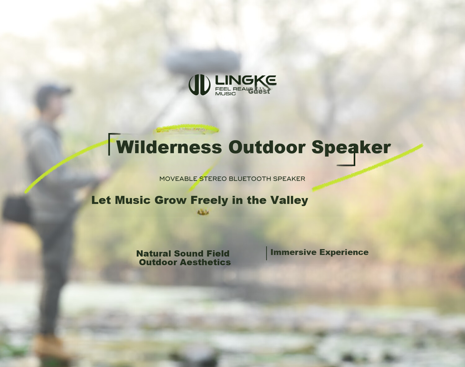Lingke M5 Stereo Outdoor Speaker Portable Wireless Bluetooth Speaker with High And Low Volume, 50-Hour Ultra-Long Battery Life, Waterproof, Practical Birthday Gift, Army Gree 1