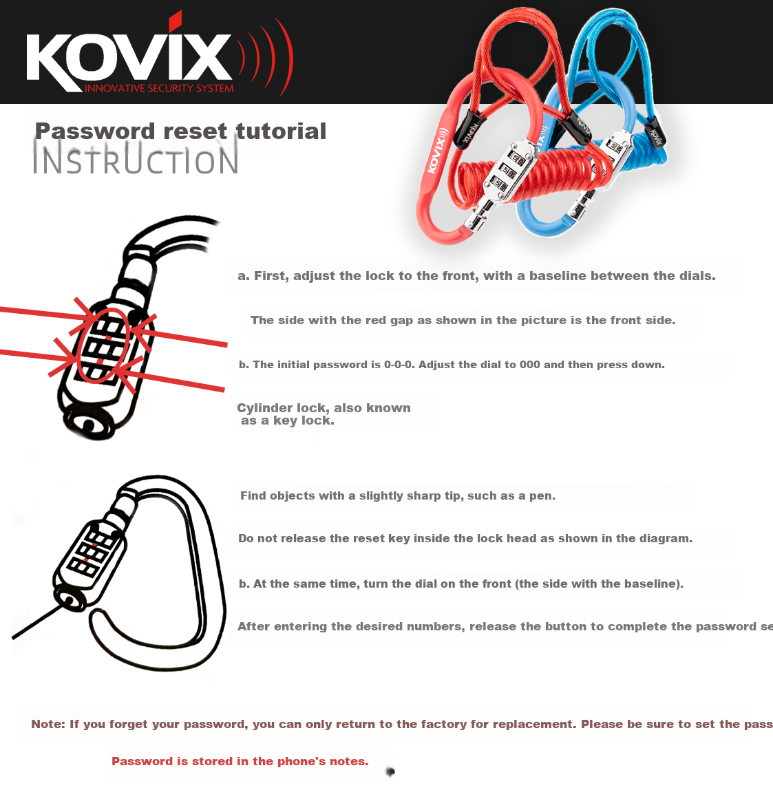 KOVIX KHEL Motorcycle Helmet Lock, Bicycle Lock, Electric Mountain And Road Bike Password Portable Anti-Theft Home Lock 14