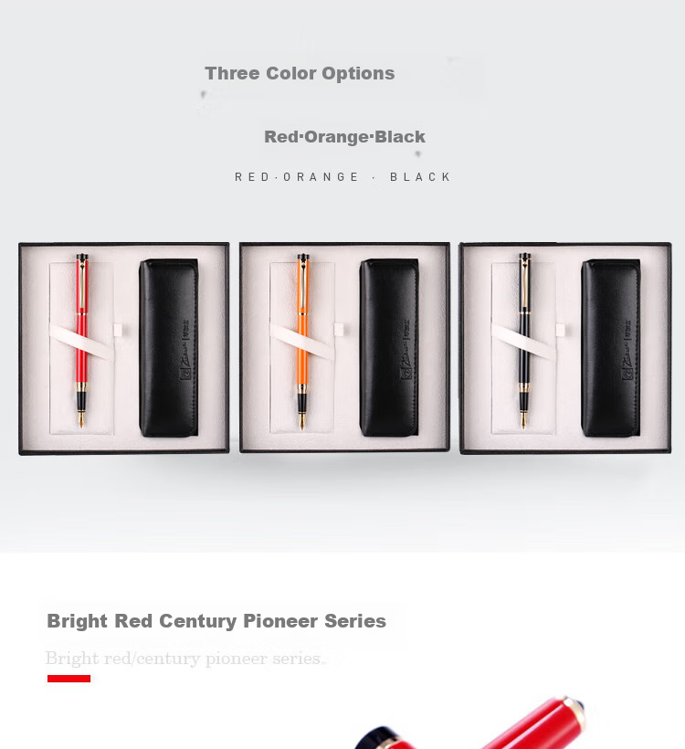 Pimio Fountain Pen Gift Box Set, Signature Pen, Pen Case Set for Business Office, Gift for Men And Women, Birthday Present, Student Handwriting Practice, Adult Gift Pen, 5510 Bright Red 5