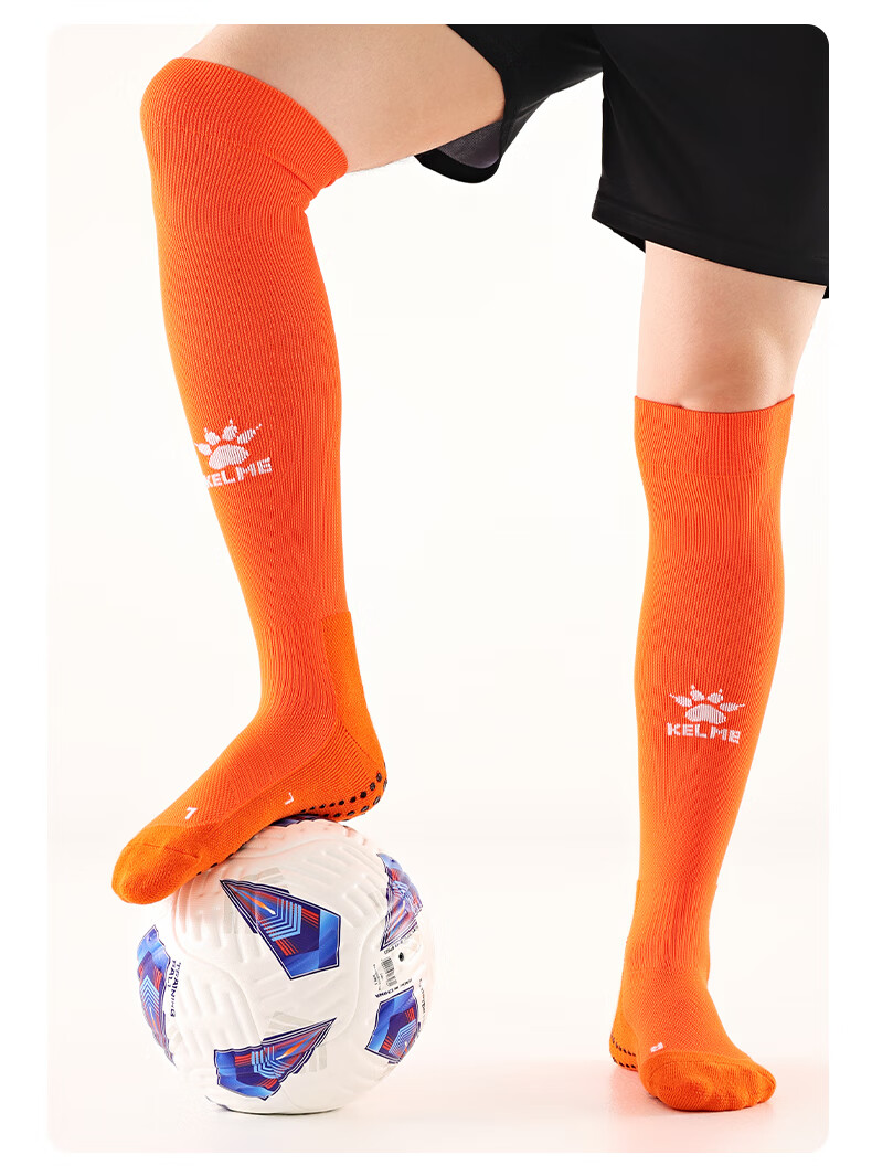 KELME Silicone Over-the-Knee Football Socks Lycra Antibacterial Odor-Resistant Professional Anti-Slip Towel Bottom Socks Black L 1