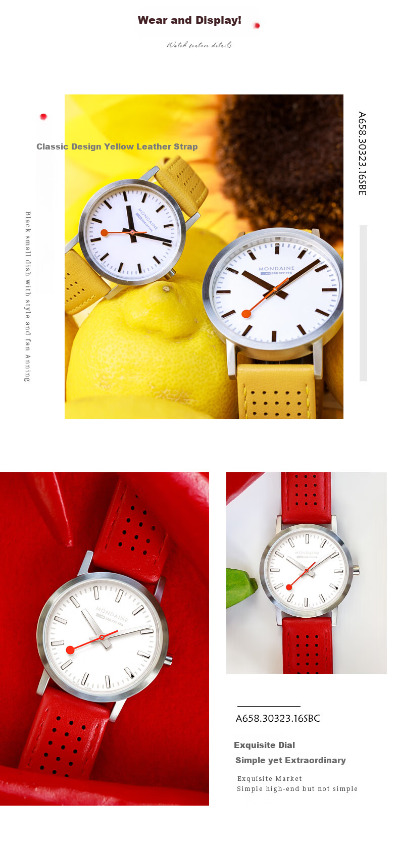Mondaine Swiss Imported Genuine Quartz Couple Watch, Qixi Valentine's Day Gift, A660.30360.16SBE 5
