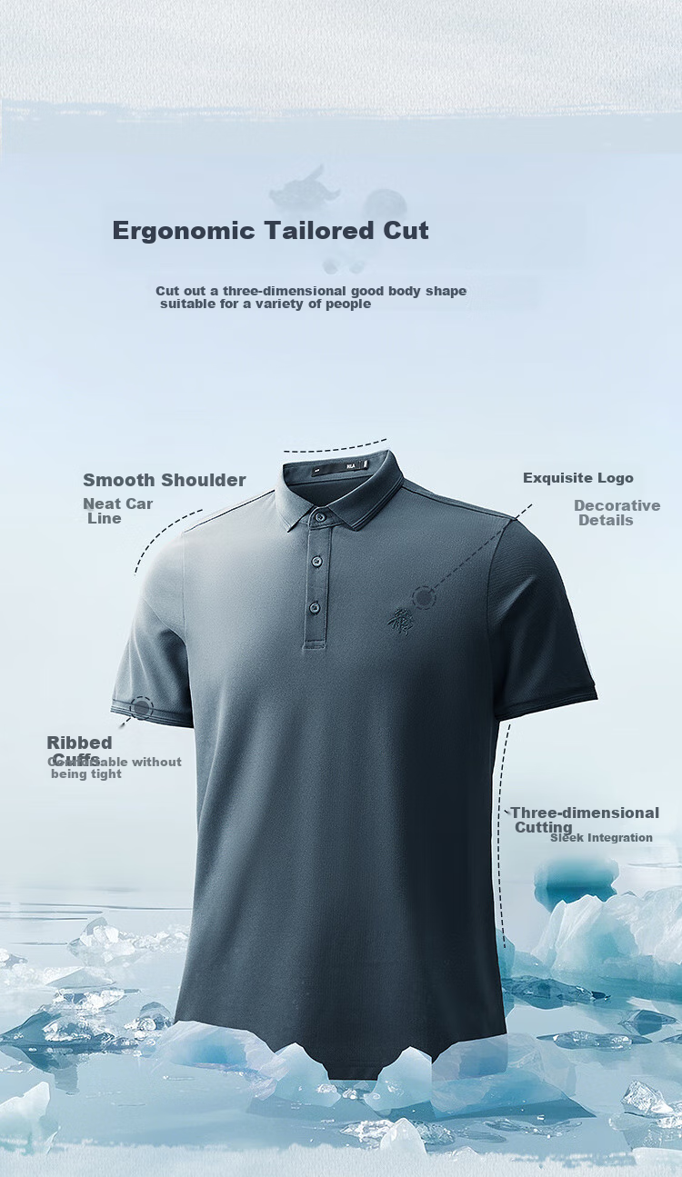 HLA Short-Sleeve Polo Shirt for Men, Large Size, Fashionable Dragon Design, Summer Wear for Me 6