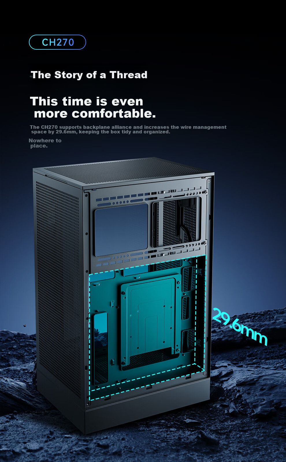 DEEPCOOL CH270 Vertical Digital Display Case Supports Back-Mounted Motherboard, 360mm Water Cooling, Digital Display Base, Mesh Ventilation Panel 6
