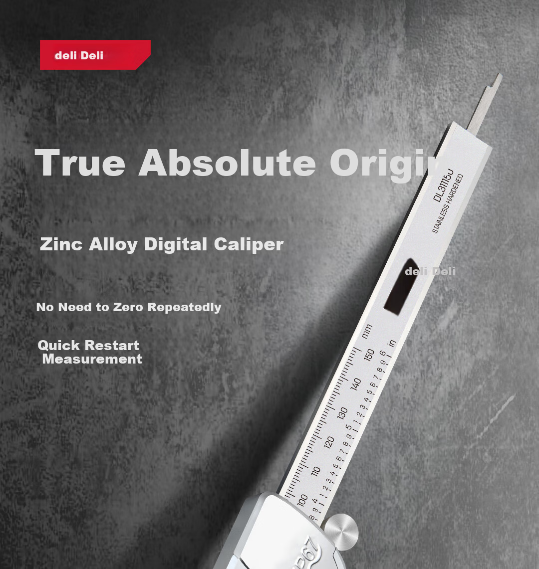 Deli Zinc Alloy Professional Digital Caliper with Stainless Steel Waterproof High Precision Vernier Laboratory Absolute Origin + IP67 1